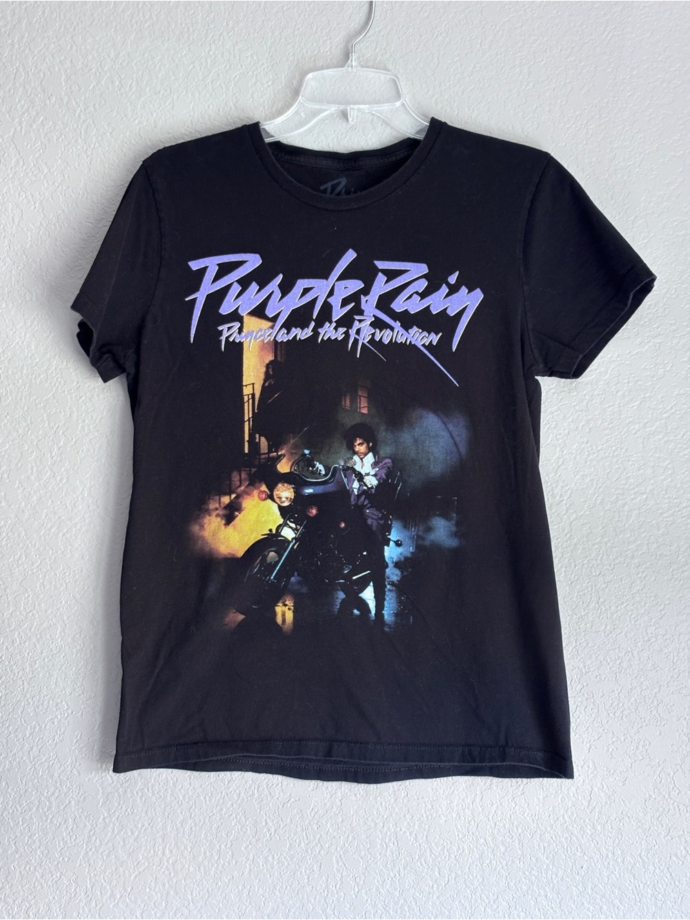 Prince Purple Rain Graphic Short Sleeves Black Tee adult unisex S